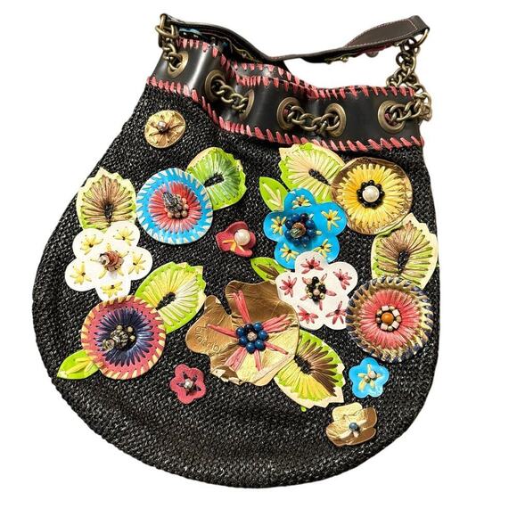 Braccialini Handbags - Vintage Y2K Tua Braccialini Collectors Shoulder Bag Vibrant Handbag Floral Pearl
